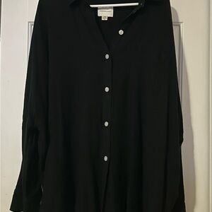 American Eagle Outfitters Oversized Black Button-Down Shirt